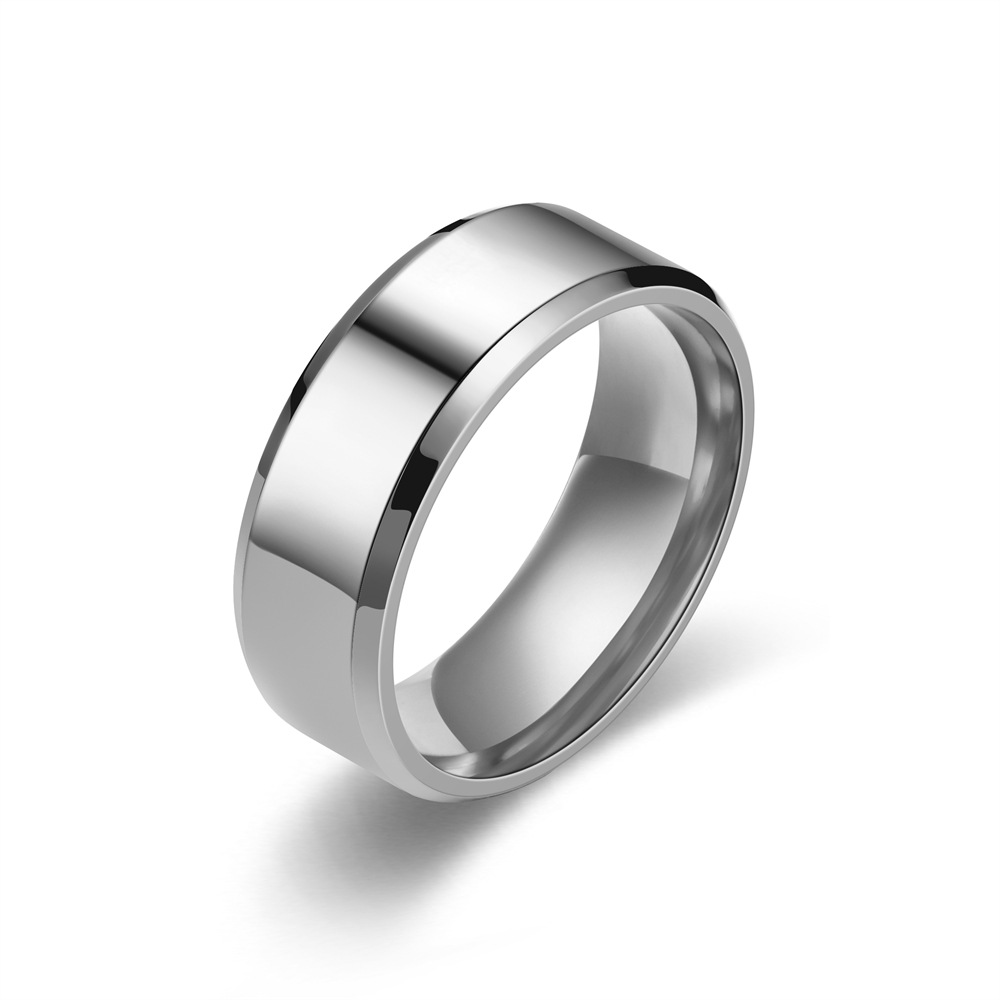 Anillos de acero inoxidable de titanio para hombre y mujer, 7 colores, 8mm, anillo de compromiso de boda cepillado mate, de joyería para pareja: 6 / Zafiro