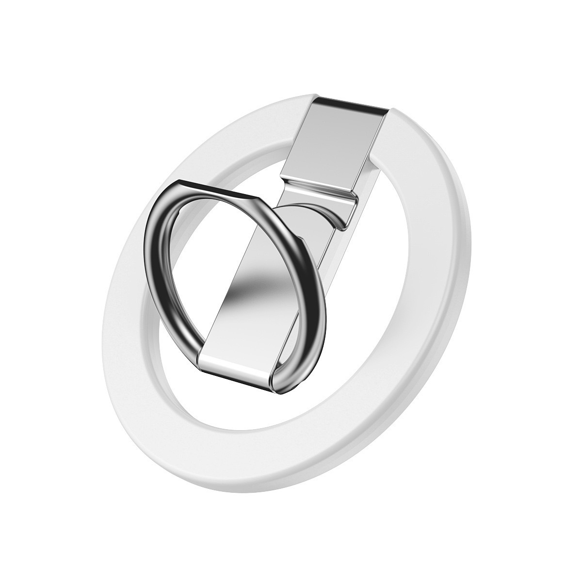 Magsafe metalowy 3-sekcyjny prosty środkowy wspornik z okrągłym magnetycznym pierścieniem ssącym 360 ° obrotowe ładowanie uniwersalne składane: WHITE