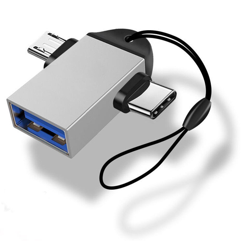 ANMONE OTG Type C Adapter 2 In 1 OTG Micro Usb Converter Usb C 3.0 Flash Disk Mouse Connector For Smartphone Android Usb Plug: Silver