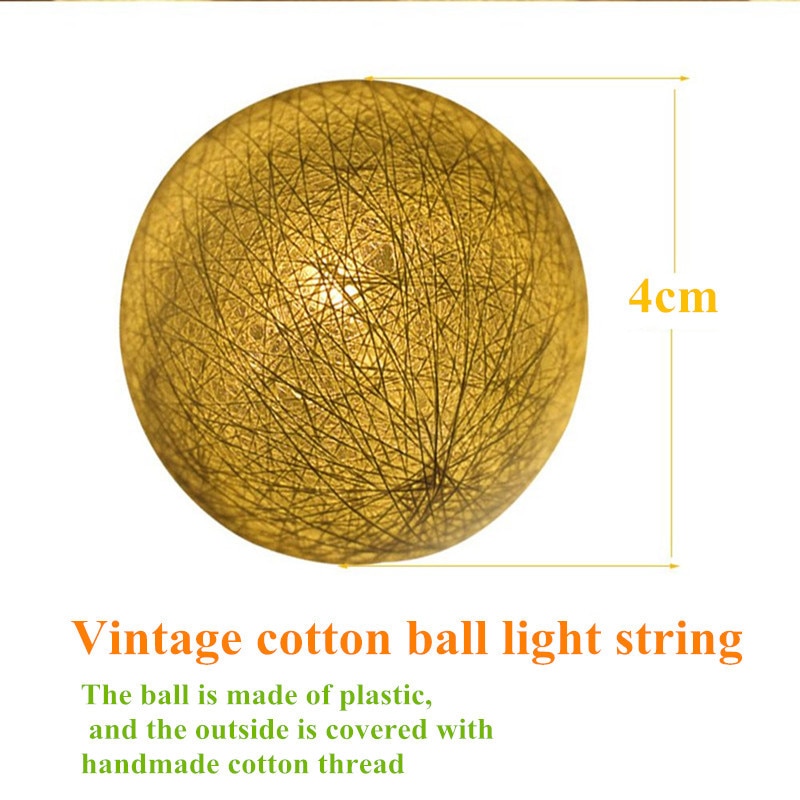 Guirnalda de luces led con forma de bola de algodón, tira de bombillas para navidad, DIY, exteriores, fiestas, vacaciones, bodas, cuna, hadas, 2m y 5m