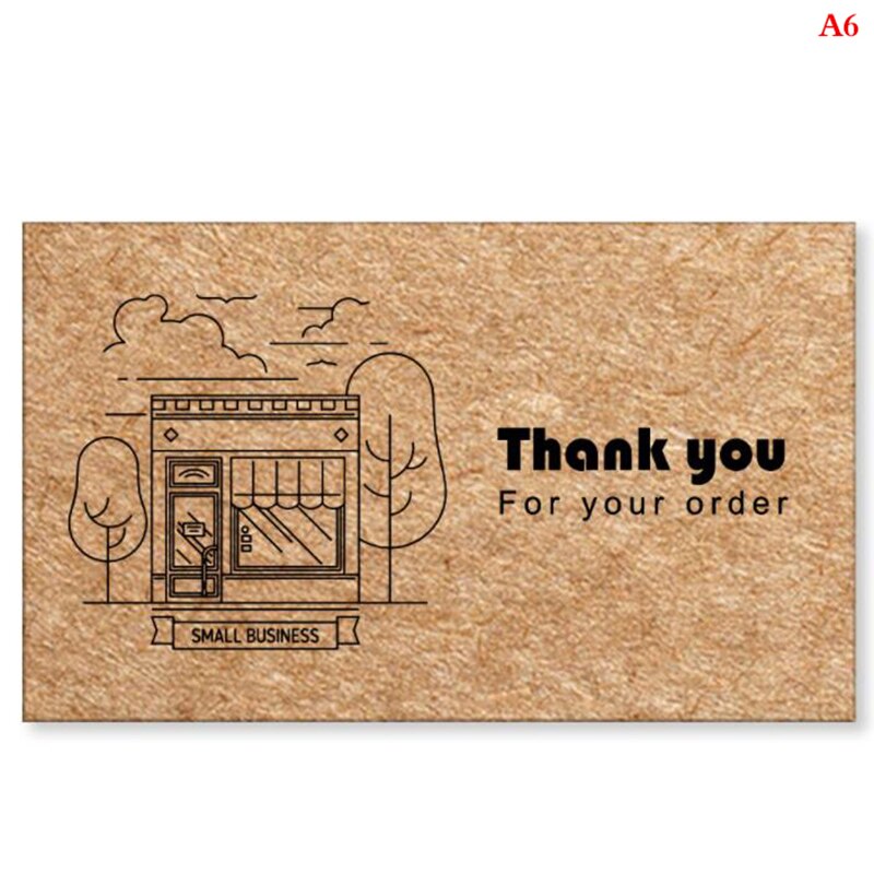 30pcs/bag Thank You for Your Order Cards 3D Kraft Paper Thanks Greeting Card Appreciation Cardstock for Small Business Sellers: A6