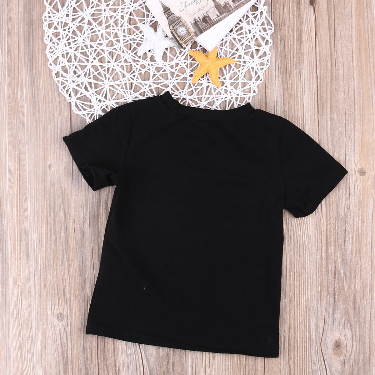 Toddler Baby Boys Girls Kid Child Black Short Sleeve Casual Cotton Tops T-shirt Shirts Clothes 2-6 Years