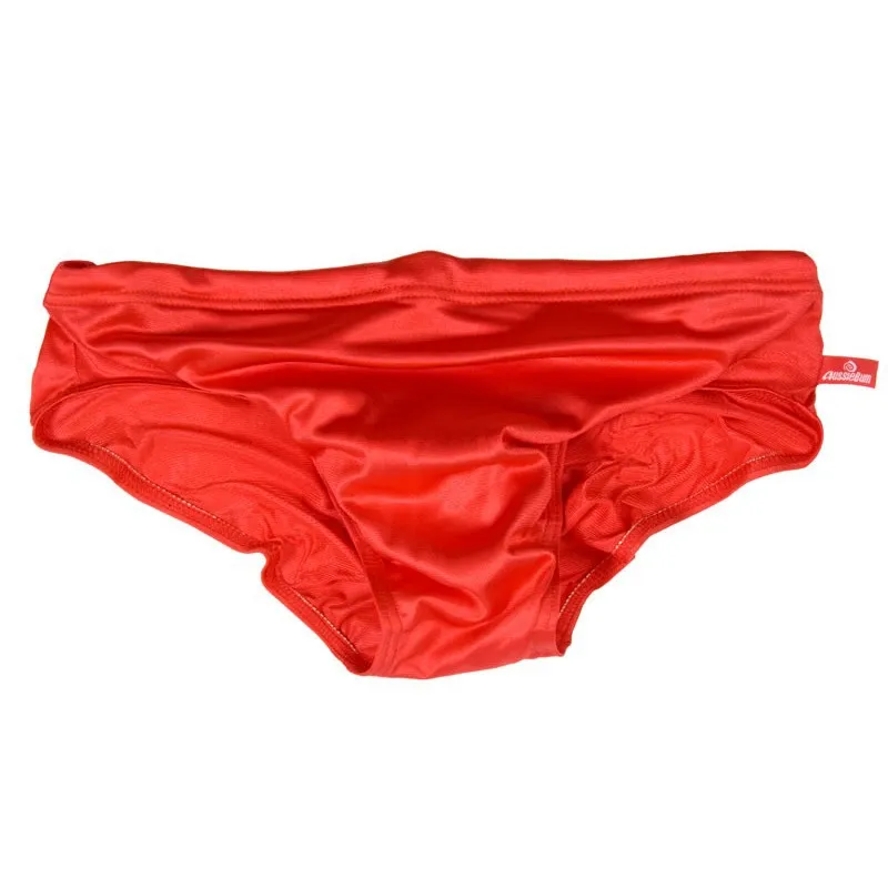 Summer Swimwear Men Solid Swimsuit Boy Swim Suits Beach Surfing Shorts Man Triangular Swimming Briefs: M / Red
