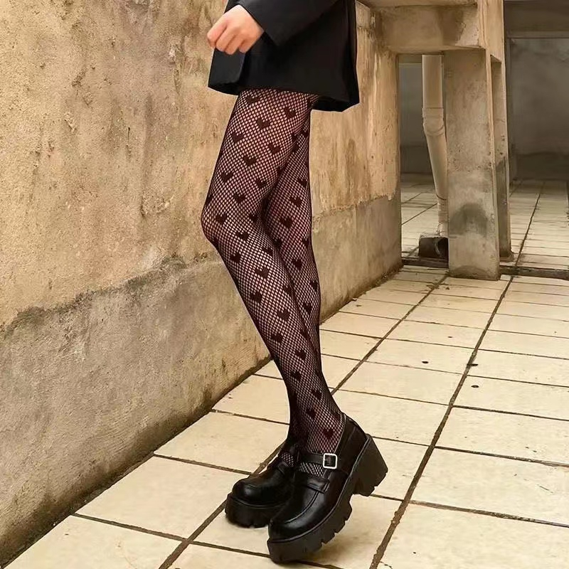 Nuevas medias bordadas de malla con lazo, pantimedias inferiores para mujer, medias sexis de nailon con lazo, medias caladas de estilo Punk a la: Naranja