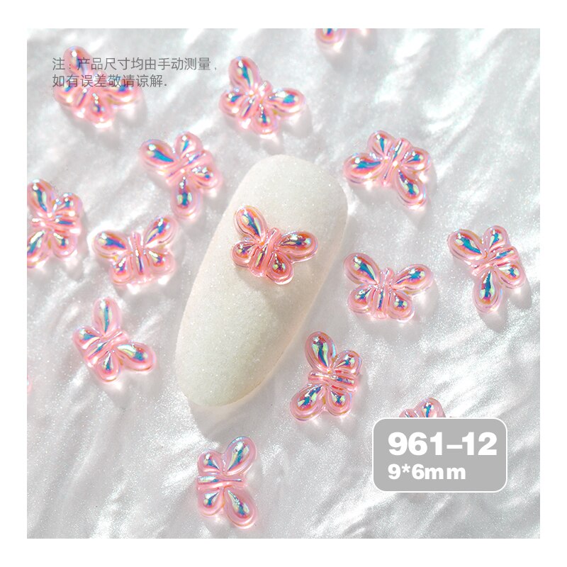 10Pcs Holografische Aurora Strikjes Nail Art Decoraties 3D Crystal Ab Kleurrijke Boog Ornamenten Japanse Diy Manicure Accessoires: 961-12