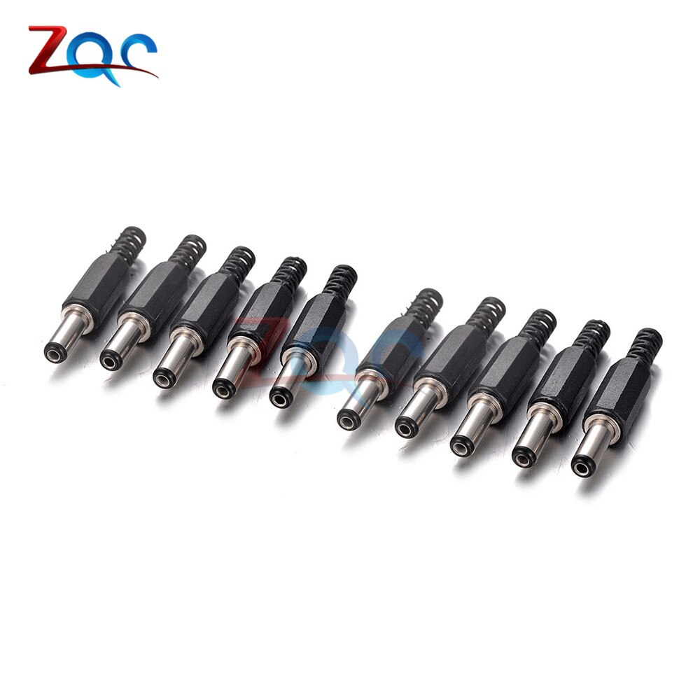 10 Pcs Dc Power Connector Pin 2.1X5.5 Mm Vrouw Plug Jack + Stekker Jack Socket Adapter Pcb mount Diy Adapter Connector 2.1X5.5: Male Jack 10pcs