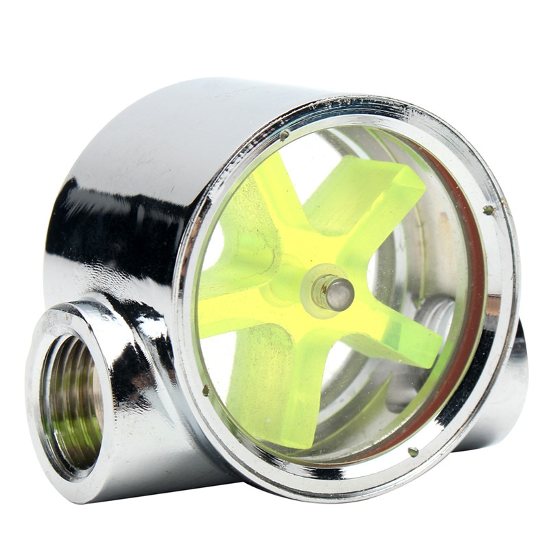 Flow Meter Water Cooling Flow Indicator Meter copper chromed 2 Ways G1/4 Threaded
