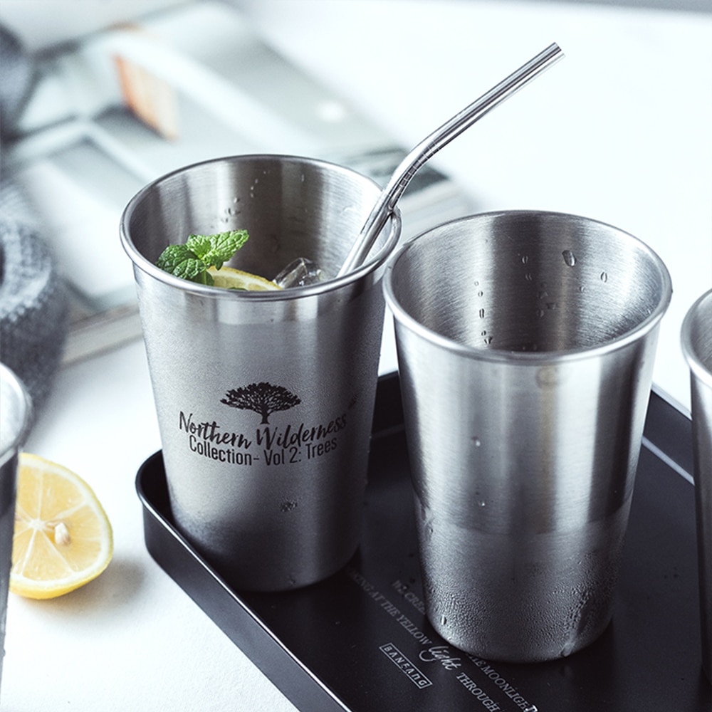 350ml Cute Pattern Beer Stainless Steel Pint Glasses Mugs Tumbler Metal Cup Unbreakable Stackable Cups Juice Beer Coffee Water