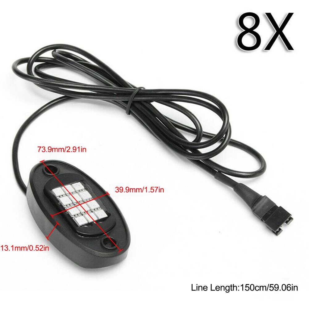 8 st led rgb undervagnsljus bluetooth trådlös stenlampa bil underglödlist dekorativ atmosfärlampa terrängbil lastbåt