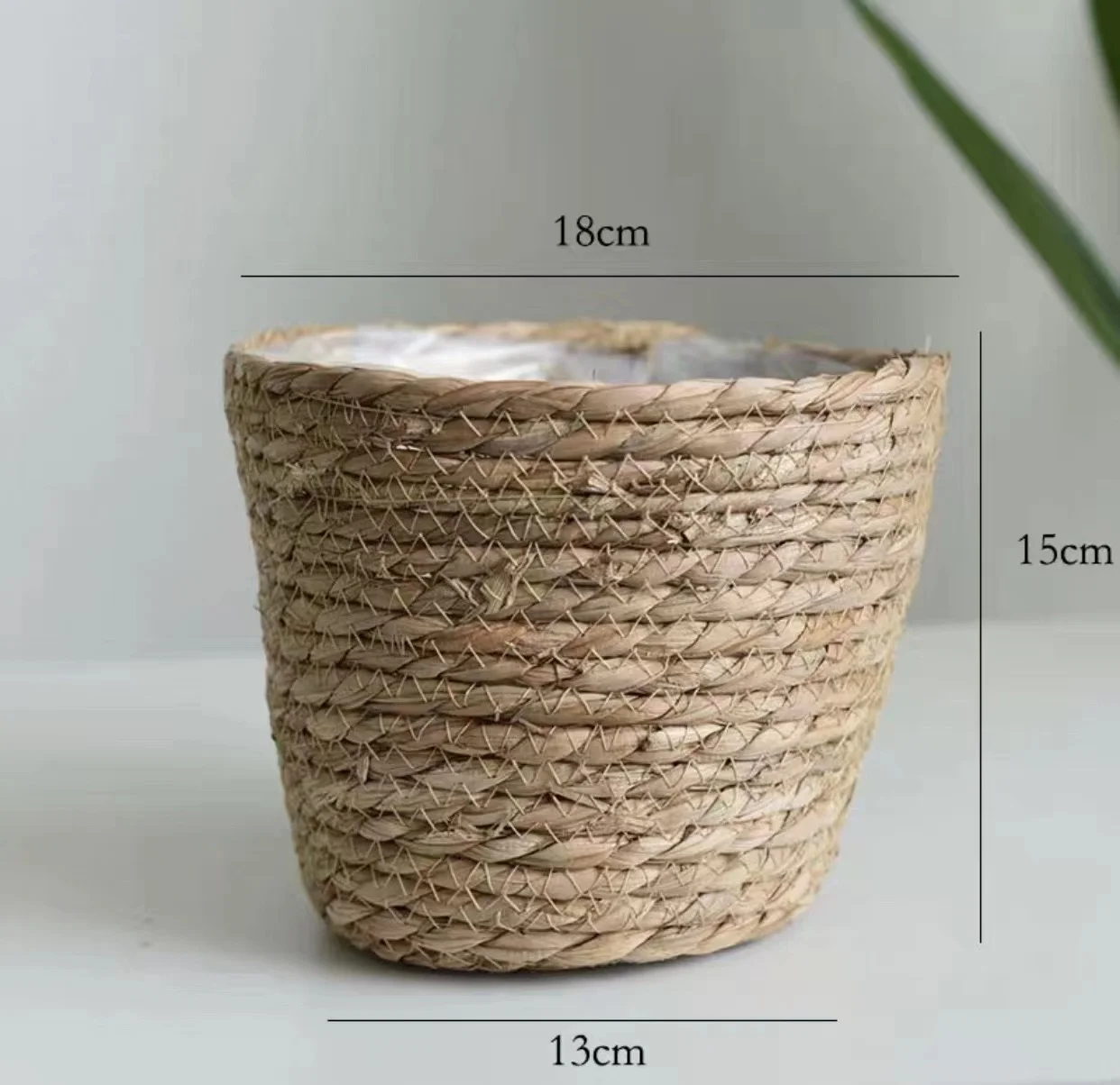 Natuurlijke Rieten Plantenbak Mand Bloempot Rotan Stro Bloemenmand Voor Huis Tuin Decoratie 20/25/30CM: Paars