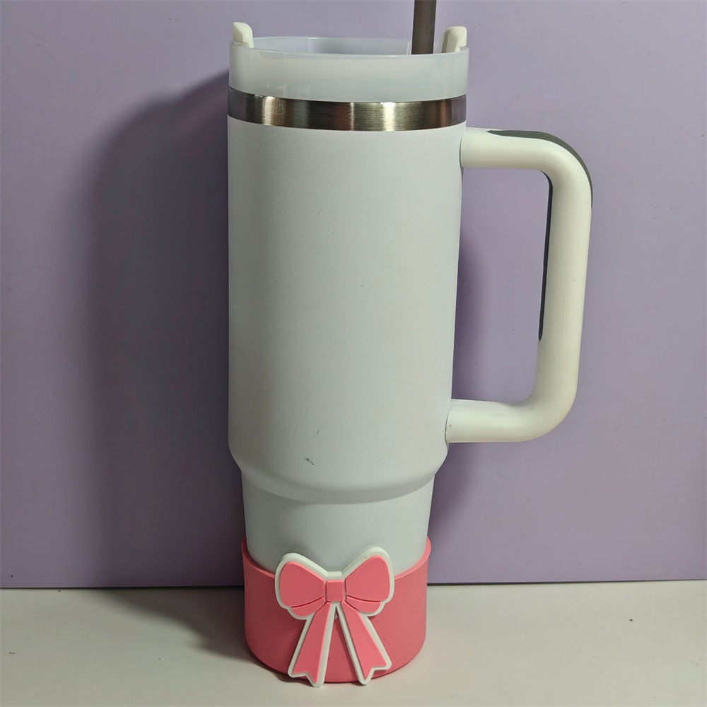 Funda inferior de silicona con lazo bonito para Stanley, funda protectora para vaso de 30/40 OZ, funda de paja para taza Stanley