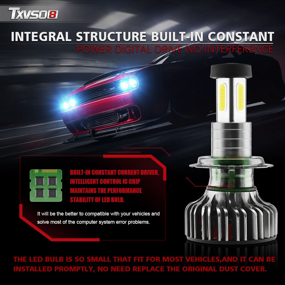 X4 120w 30000lm led frontlys kit  h7 h11 9005 9006 9012 plug & play 360 graders turbo kjølig vifte  ip70 tåkelyskaster lampe 6000k