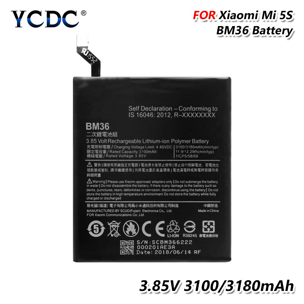 3.85V 3100Mah BM36 BM-36 Bm 36 Telefoon Vervangende Batterij Oplaadbare Batterij Voor Xiaomi Mi 5S Xiao mi 5S / Xiaomi Mi5S