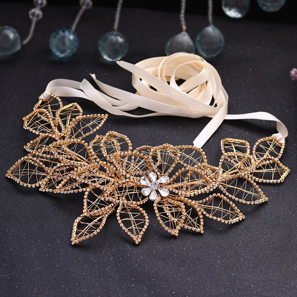 Trixy SH256-G ouro diamante cinto strass cinto cintilante para vestidos de casamento cinto champanhe ouro das mulheres ouro frisado cinto: ivory ribbon