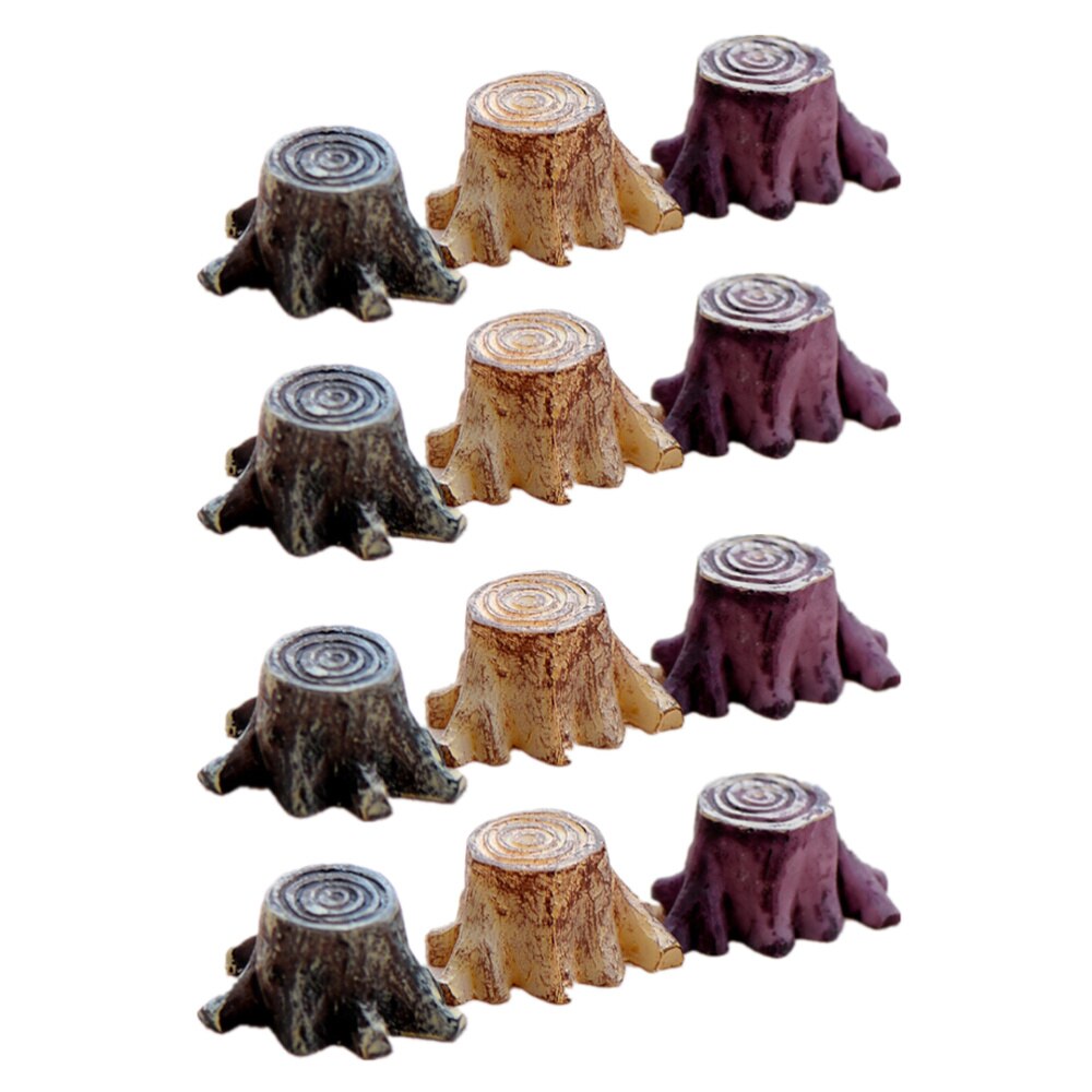 12 pièces artificielle Mini racine souche résine arbre souche décoration (couleur aléatoire)