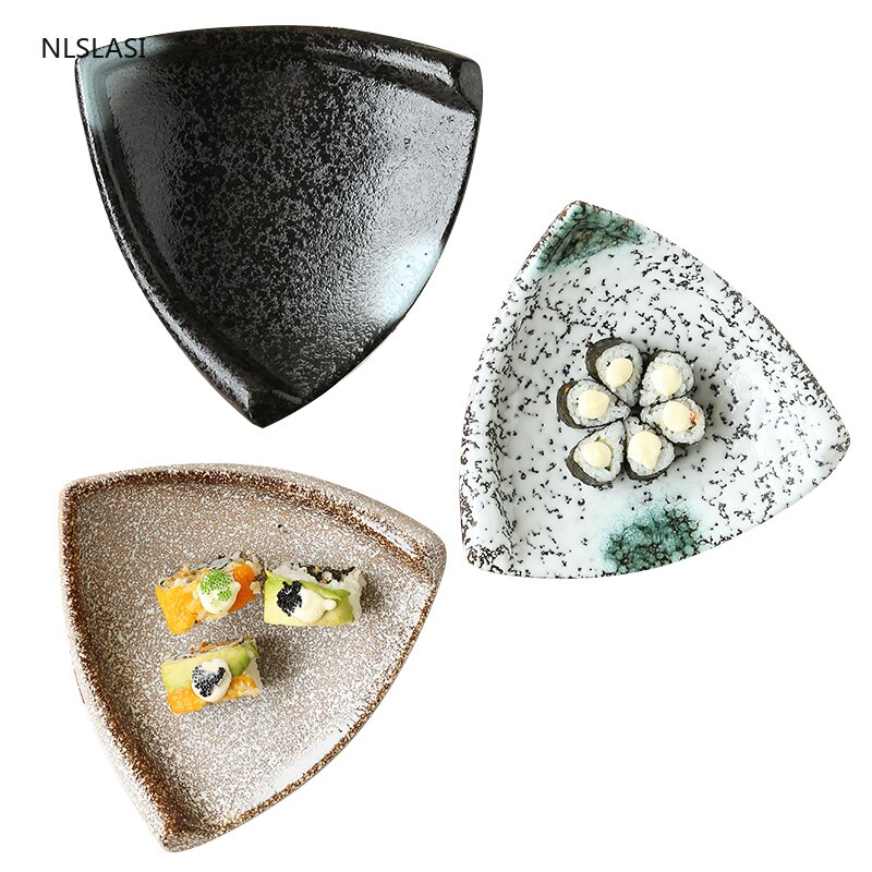 Japanese sushi plate ceramic dessert plate irregular snack plate odd-shaped retro special-shaped tableware set plate