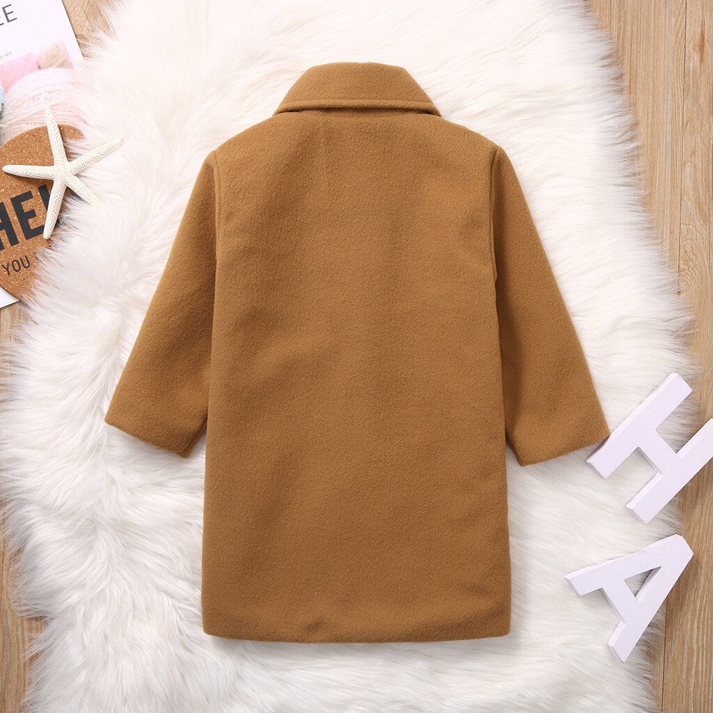 Kids Meisjes Kleding Lange Mouwen Winter Wollen Jas Effen Kleuren Pocket Winddicht Jas Warm Uitloper Jas Korea Stijl Meisjes Jas