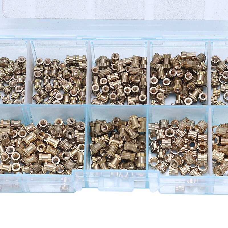 HTHL-500Pcs/Set Insert Embedment Nuts Injection Molding Nut Brass Insert Knurled Nuts Knurling Tool Embedded Parts Fastener