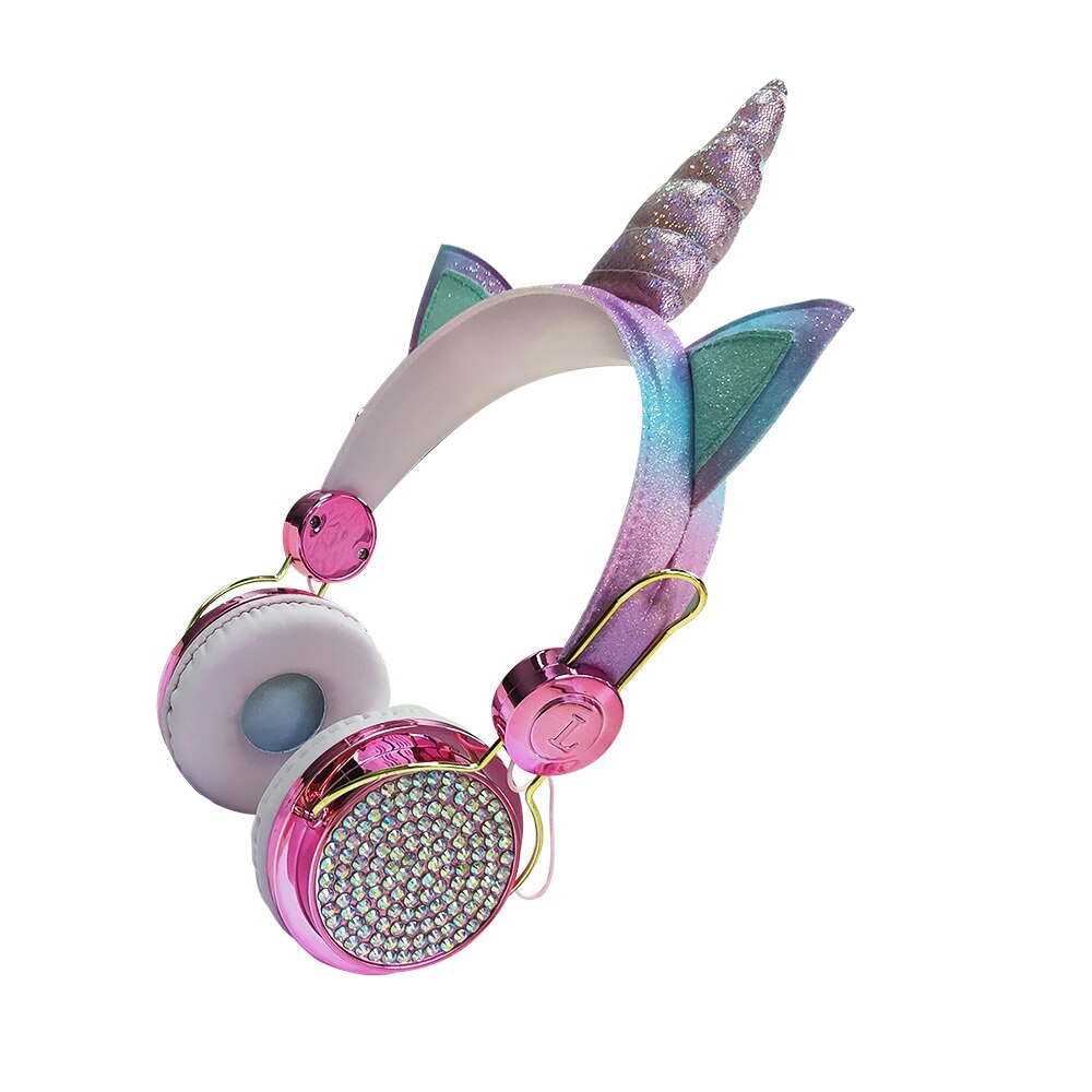 Cute Unicorn Headsets With Microphone Earphone for boys Kids daughter Headphones For Laptop Cellphones PC MP4 Tablet Headsets: Rose gold