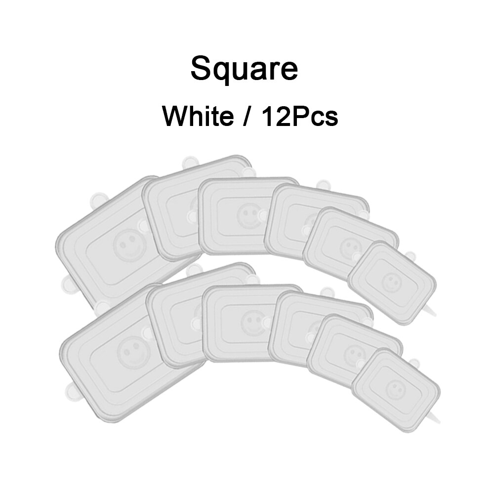 6/12 stk silikone låg til køkkengrej skål universal silikonelåg mad genanvendelige stræklåg madindpakning skål køkkenpropper: 12 stk firkantet hvid