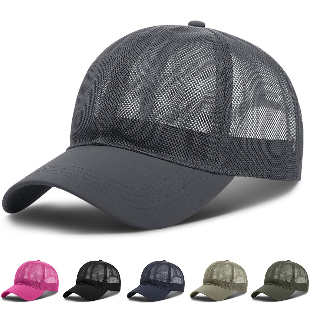 Outdoor Zomer Mesh Ademend Sport Cap Verstelbare Eenvoudige Casual Zonnehoed Unisex Effen Kleur Baseball Cap # P30