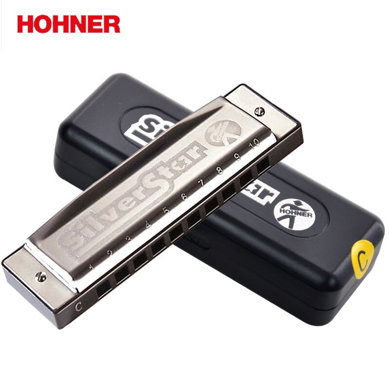 HOHNER 10 Hole Harmonica International Silver Star Diatonic Harp, Blues Harmonica Key C Blues Jazz Band Music Instrument