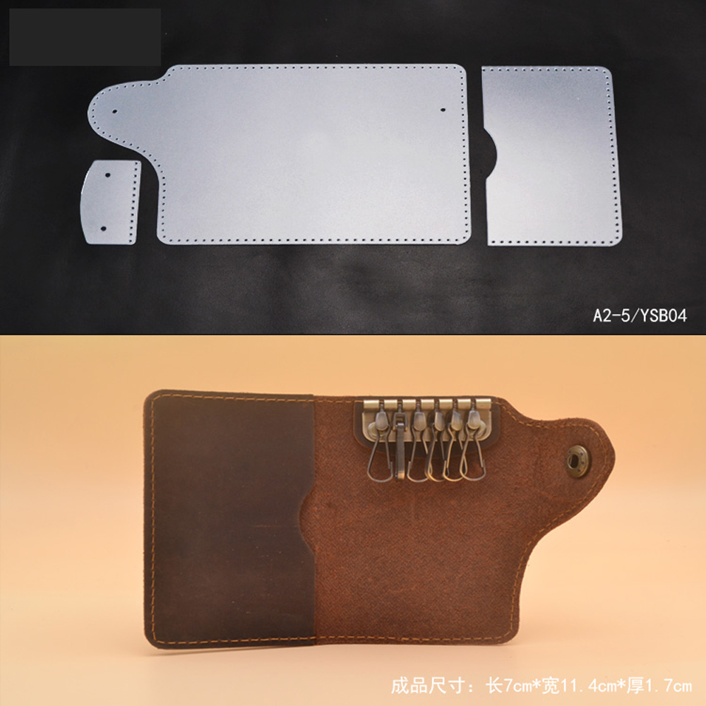 DIY leather craft sleutelhanger kaarthouder kleine portemonnee pvc template naaien