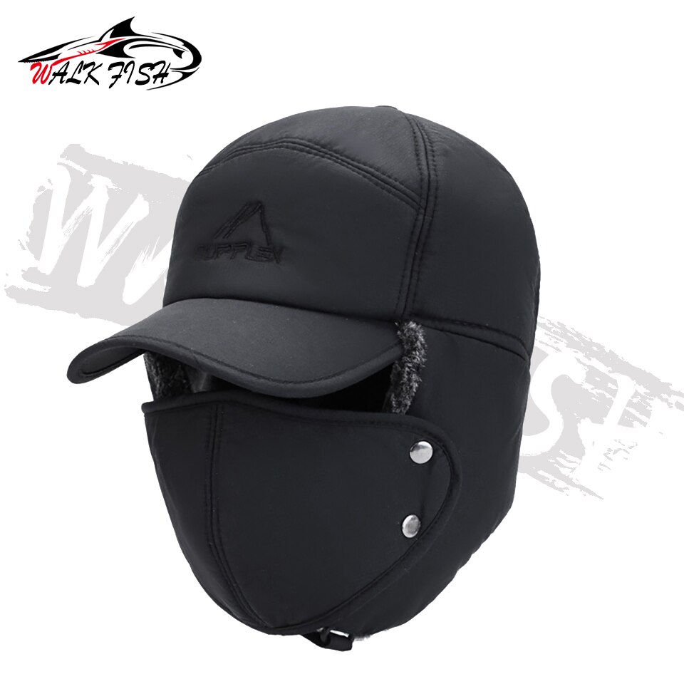 chodzić ryba czapka wędkarska zima ciepły mężczyźni Lei Feng czapka ochrona słuchu wiatroszczelna wodoodporna czapka narciarska aksamitna gruby odkryty kapelusz wędkarski: rodzaj A-czarny