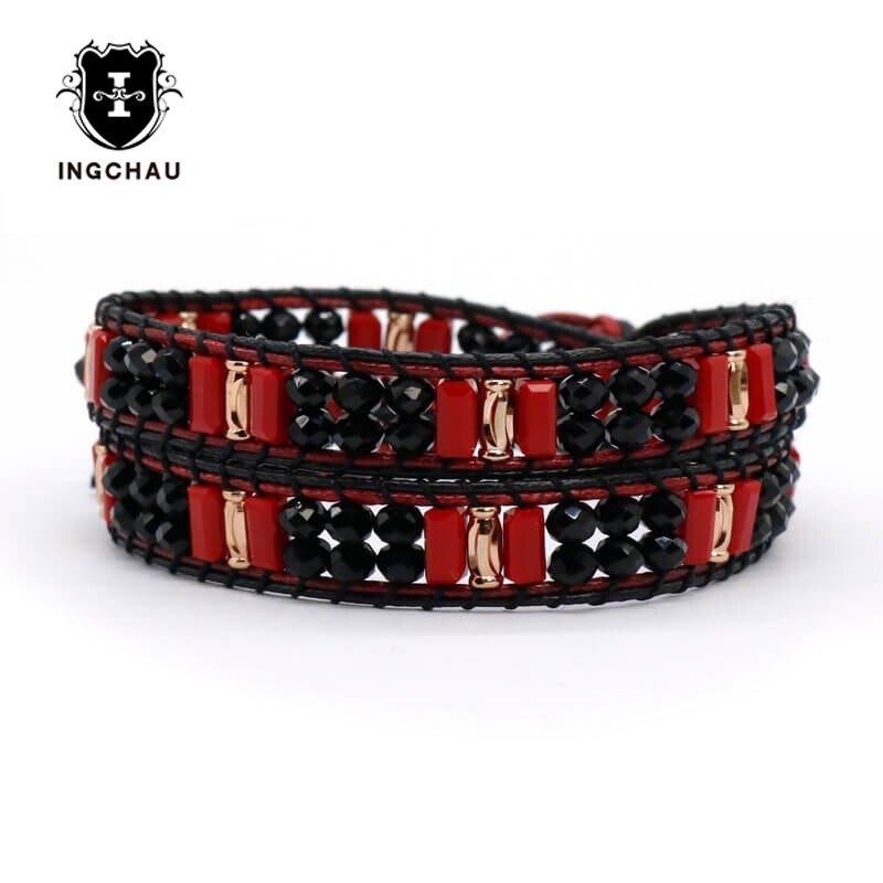 Glazen Kralen Boho Armband Handgemaakte Kralen 2 Strengen Weaving Tribal Armband Vrouwen Bohemian Sieraden WB-7: 4