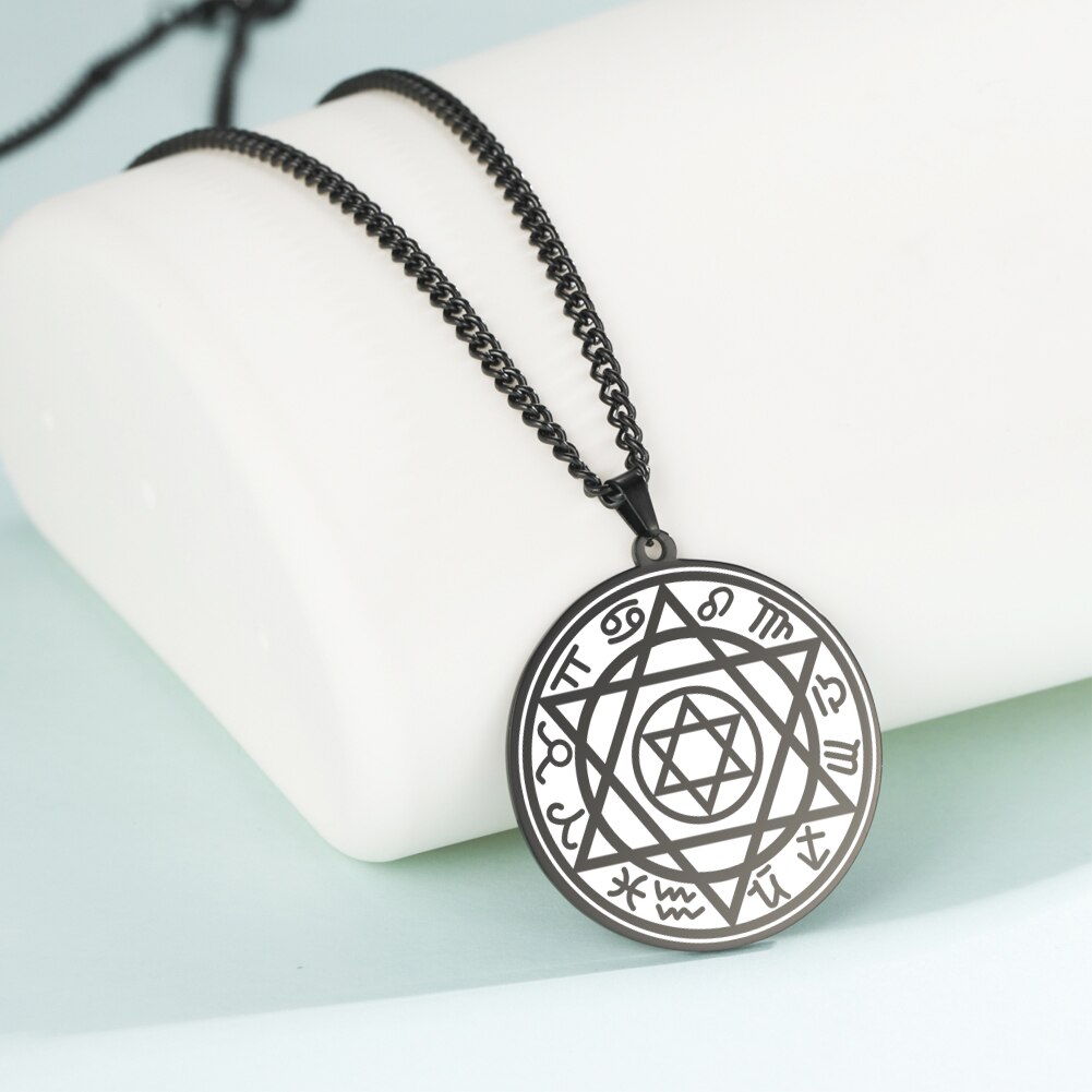 Wicca 7 Archanges Sceau Charme Colliers Hommes Femmes Witchcra Pentagramme Pendentif Surnaturel Amulette Magique Protection Talisman