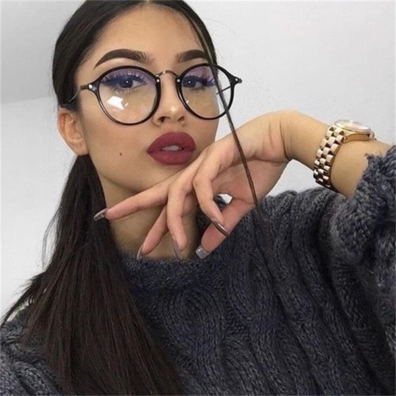 Retro runde briller kvinder gennemsigtige klare glas briller stel kvindelige klassiske vintage trends nitte briller briller