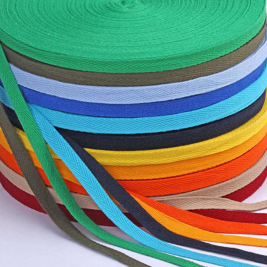 50 Yards/Roll 20mm Cotton Ribbon Herringbone Twill Bias Binding Tape For Bag Clothing Strap Handmade Garment Sewing 37 Colors