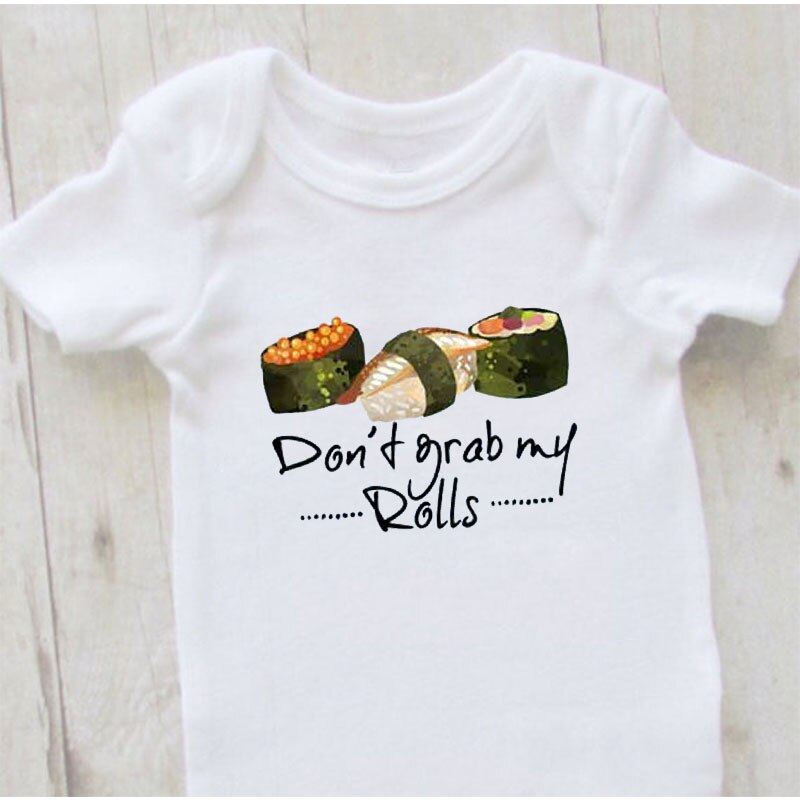 DERMSPE Casual Pasgeboren Baby Jongen Meisje Korte Mouw Letter Print niet Grab Mijn Rolls Romper Outfits Babykleertjes wit