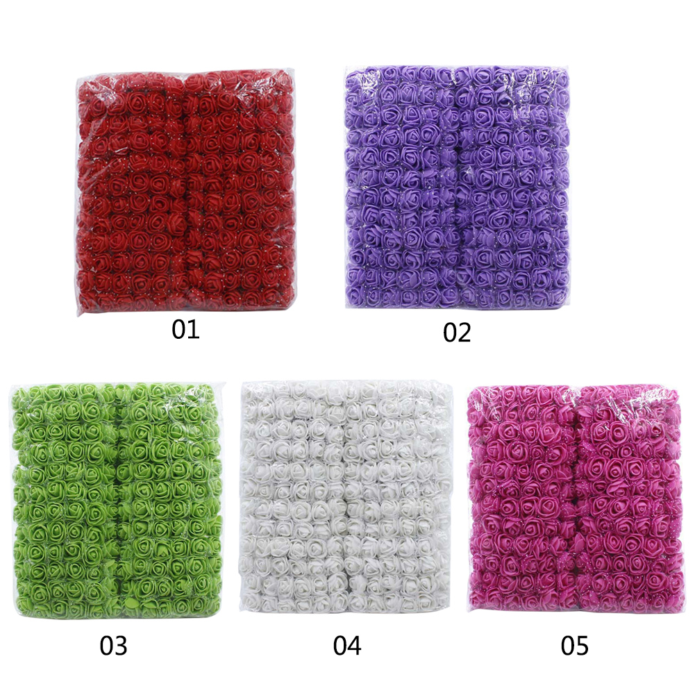 144 Stuks Kunstbloemen Mini Foam Rozen Met Stem Wedding Boeket Decor Decoratie Cake Decor Voor Intersperse