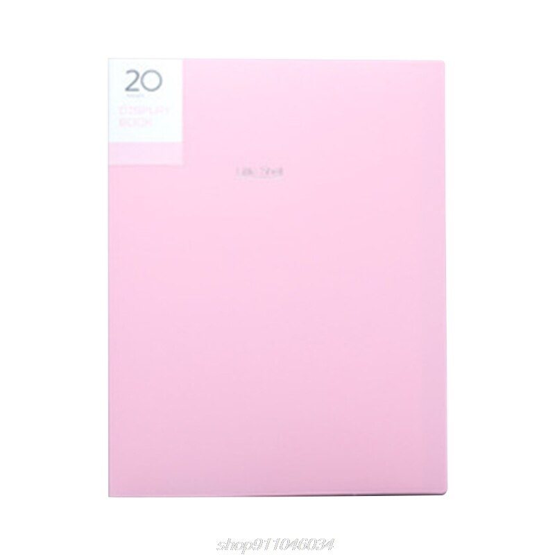 A4 Display Book 20/30/40/60 Pages Transparent Insert File Folder Document Storage Bag Office Supplies M09 21: Pink 20 Page