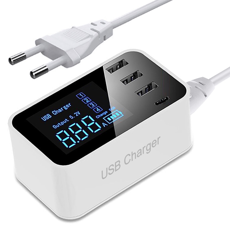 Quick Charge Type C USB Charger HUB Led Display Wall Charger Snelle Mobiele Telefoon Oplader Voor iPhone Samsung USB Adapter EU US Plug