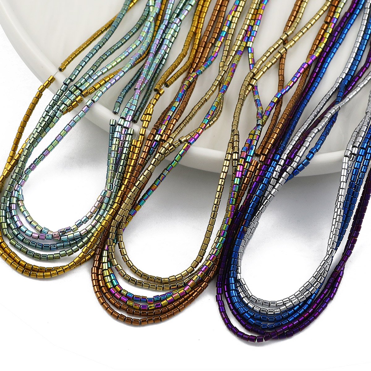 2Mm 180 Stuks Blauw, Groen, Cilindrische Vorm Hematiet Natuursteen Spacer Kleine Losse Kralen Voor Sieraden Maken Diy Armbanden