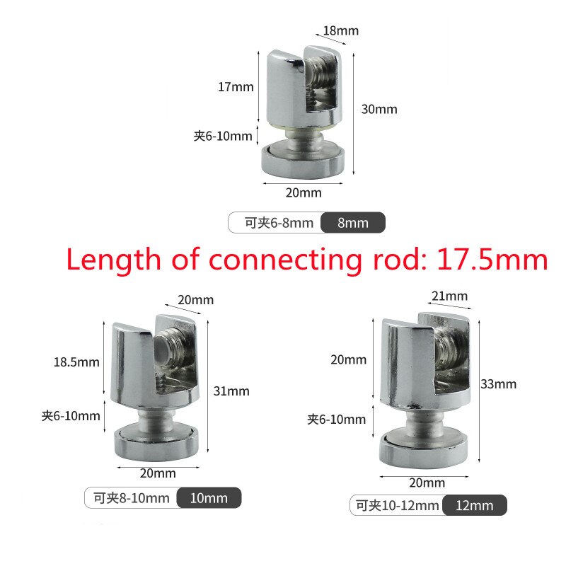 6x Glas-Clips 90 Grad - Für 18-20mm Dickes Glas, Aluminium