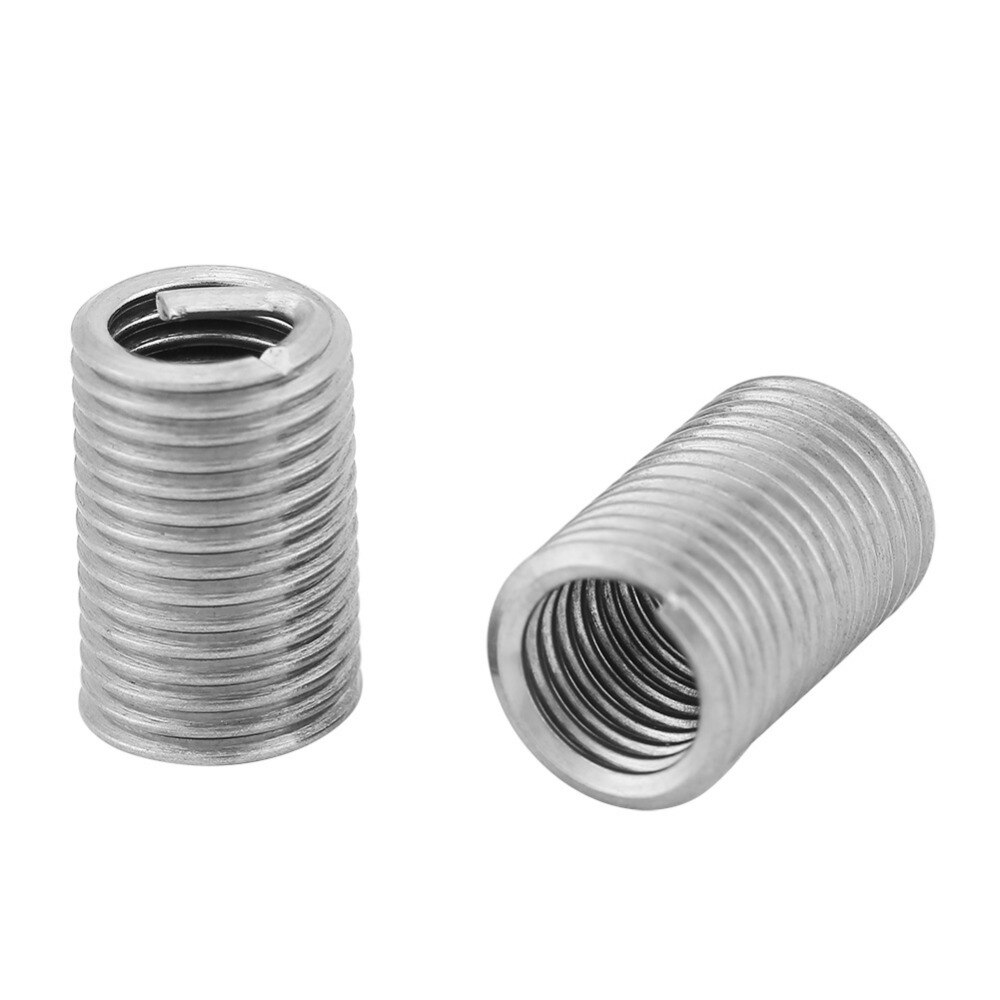 50Pcs Stainless Steel Coiled Wire Helical Screw Bushing Sleeve Set Thread Inserts M6x1.0x2.5D Self Tapping Thread Repair Tools