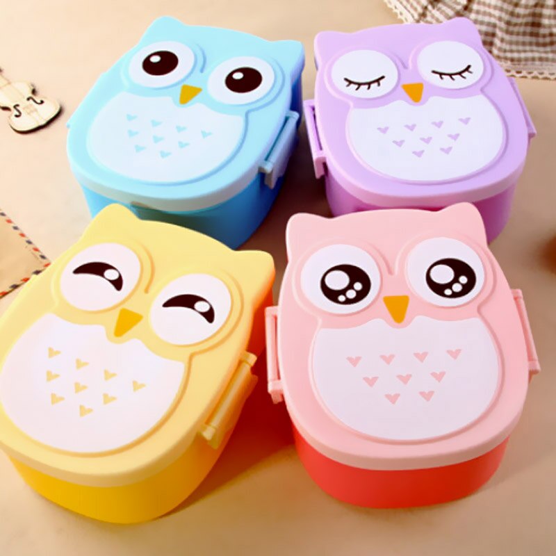 Cartoon Owl Lunch Box Food Container Storage Box Portable Kids Student Lunch Box Cute Bento Box Container With Compartments