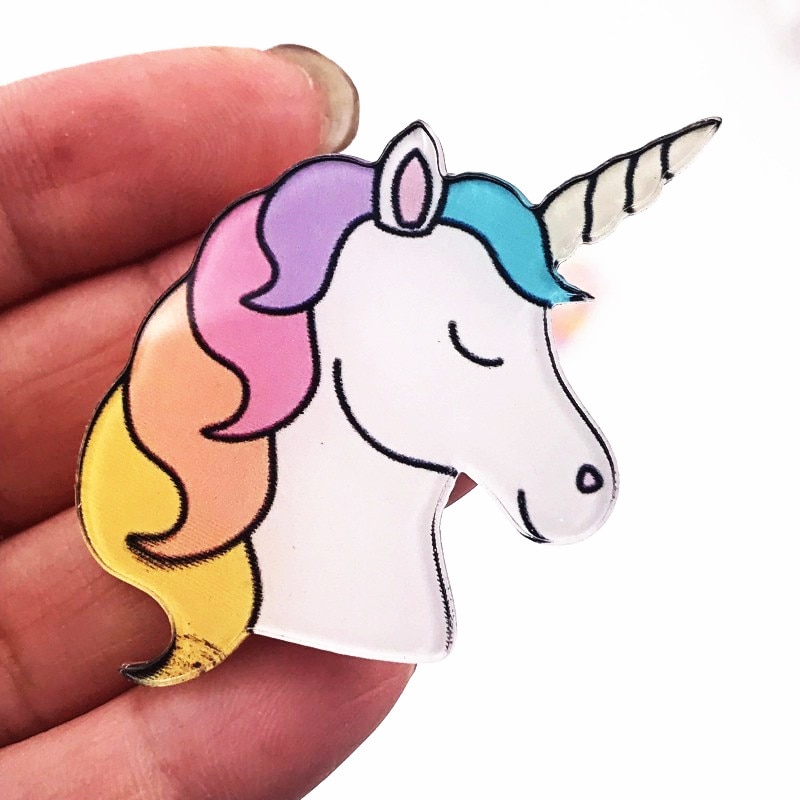 1Pcs Kleurrijke Dier Cartoon Pin Acryl Paard Eenhoorn Badge My Little Poni Icoon Broche Voor Meisjes Beloningen Decoratie Op zak Hoed