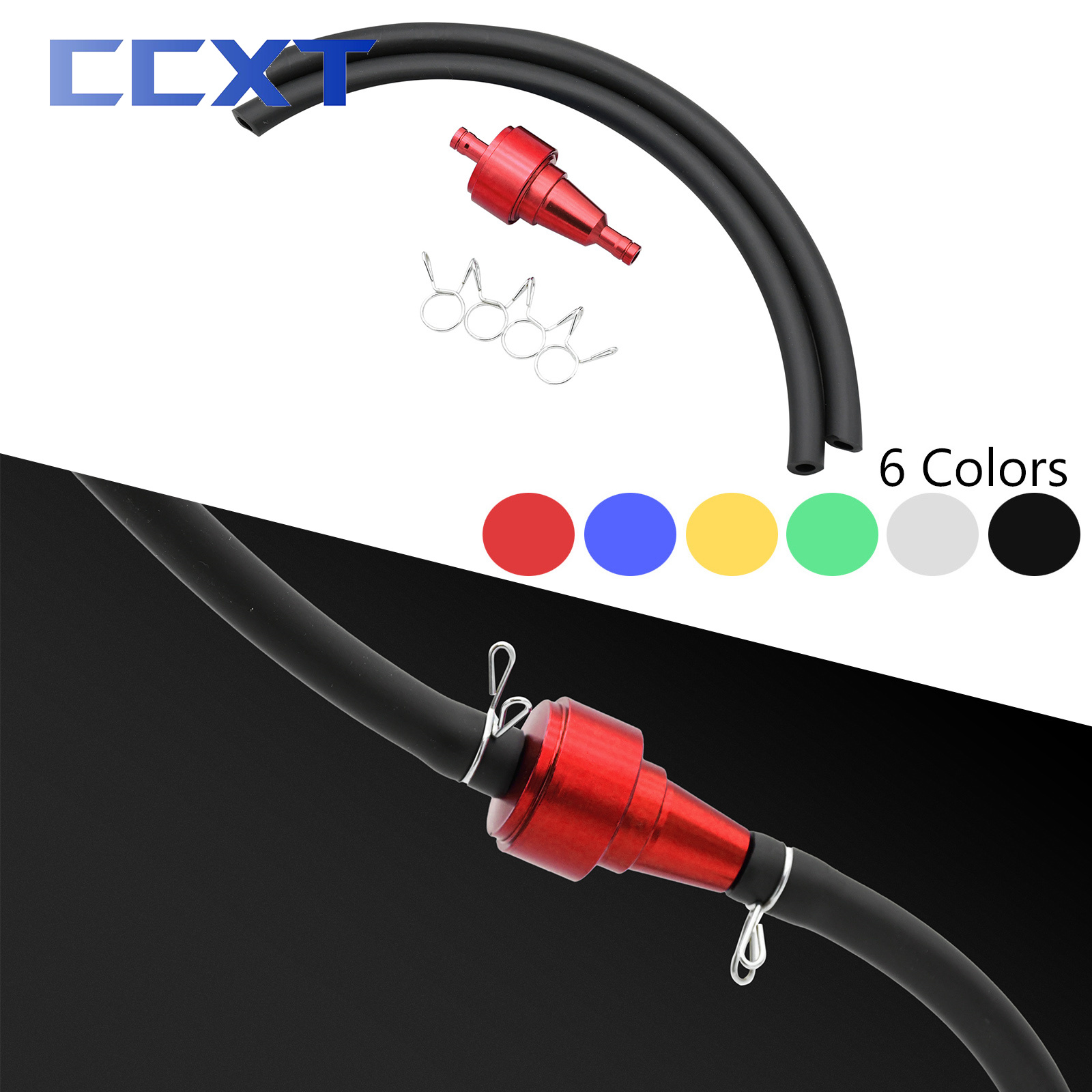 Motorfiets Brandstof Slang Cnc Aluminium 6Mm Gas Benzine Olie Filter Vervanging Brandstoffilter Voor Crossmotor Atv Scooters Universeel