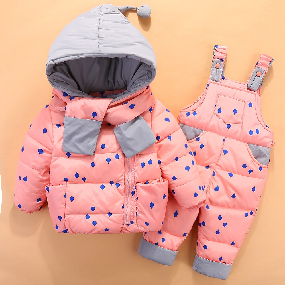 Winter Kinderen Eend Donsjack Voor Jongens Meisjes Kids Kleding Set Rompertjes + Jas Kleding Dikke Winter Kleding Voor 2-3-4 Jr: Roze / 24M