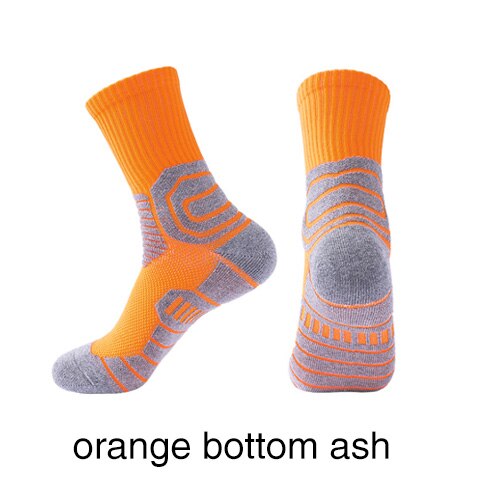 Outdoor Sport Cycling Socks Basketball Football Soccer Running Trekking Socks Calcetines Ciclismo Hombre Men Women: orangegray