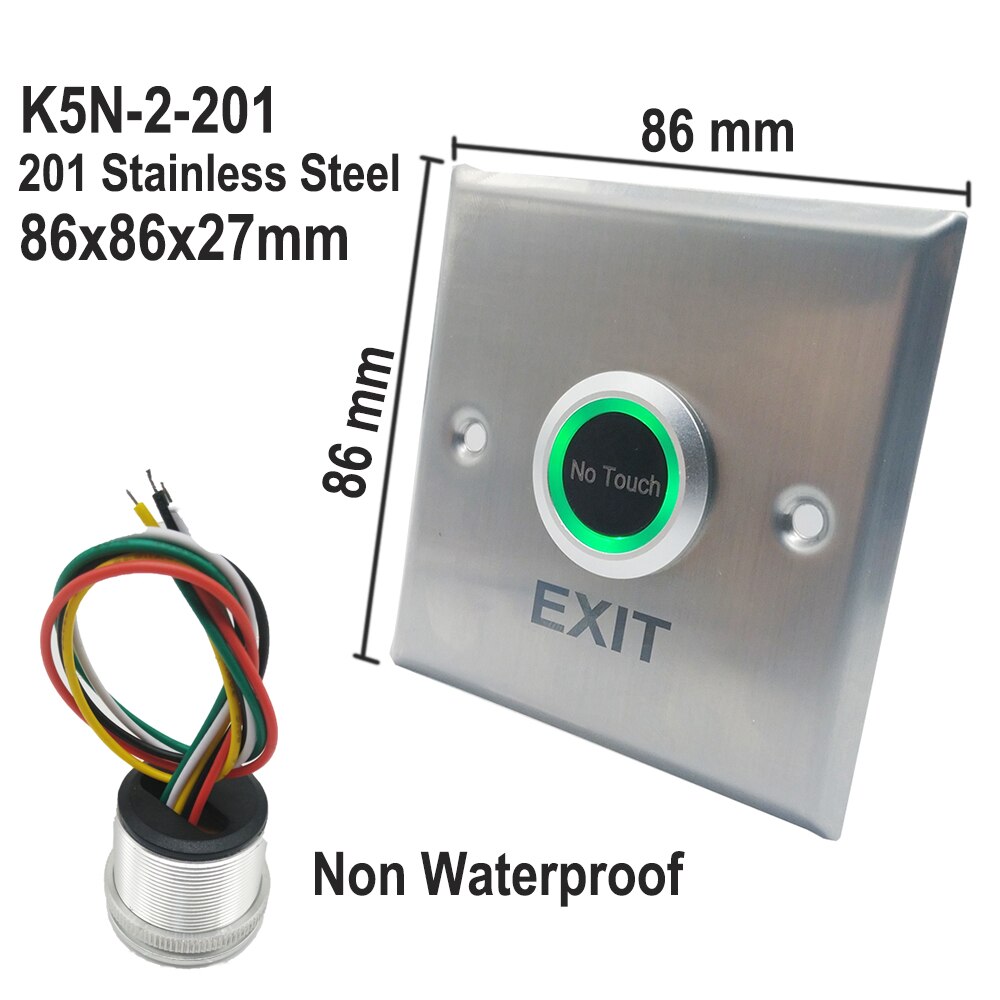 Touchless Door Access Control Release Switch IR Contactless No Touch Infrared Exit Button: K5N-2-201