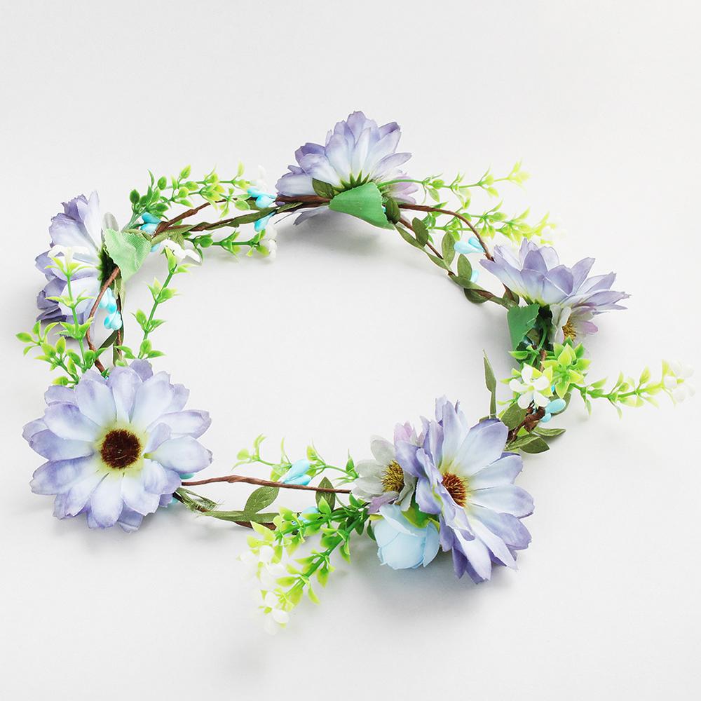 Cinta para cabeza de flores para mujer, guirnaldas de boda, accesorios para el cabello de corona Floral para novia, damas de honor, corona para el pelo: 8