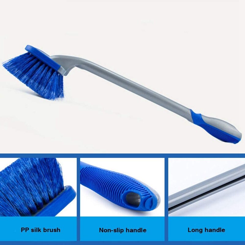 3PCS Car Wheel/Tire Brush Car Wash Brush with Handle Special Cleaning Supplies Tool Steel Ring Rims Wheel Brush