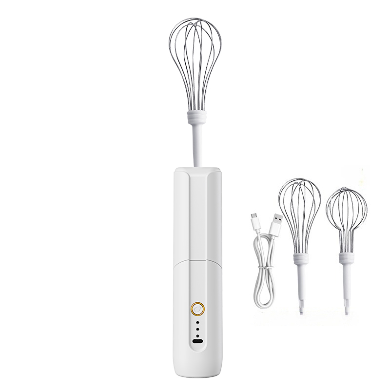 Mezclador de alimentos eléctrico portátil plegable, mezclador eléctrico de mano con recarga USB, batidor de huevos, utensilios de cocina para el hogar: Blanco