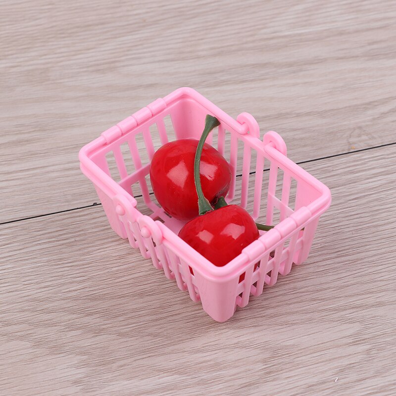 Shopping Basket Pretend Play Toy Kids Mini Supermarket Shopping Hand Basket for Kitchen Fruit Vegetable Food Grocery Storage Toy