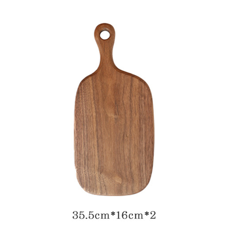 Black walnut whole wood fruit chopping board Western restaurant solid wood bread board wood chopping board with handle: handle small